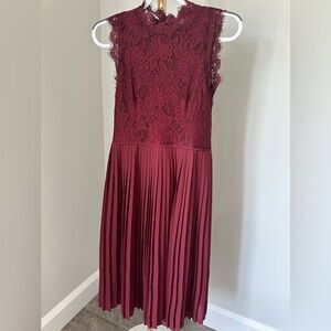 Libby Edelman Burgundy Lace Midi Dress Size Medium